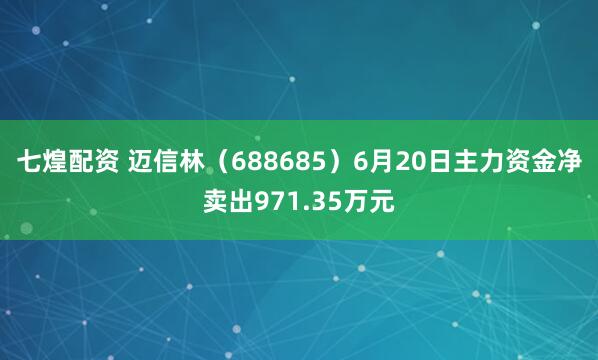 七煌配资 迈信林（688685）6月20日主力资金净卖出971.35万元